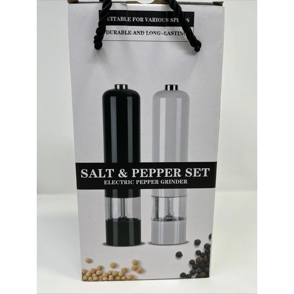 Electric Salt and Pepper Grinder Set or Spice Grinder Battery Button Operated